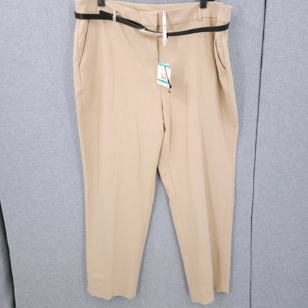 Anne Klein Wide Leg Front Crease Safari Belted Pants Womens Size 16 NWT